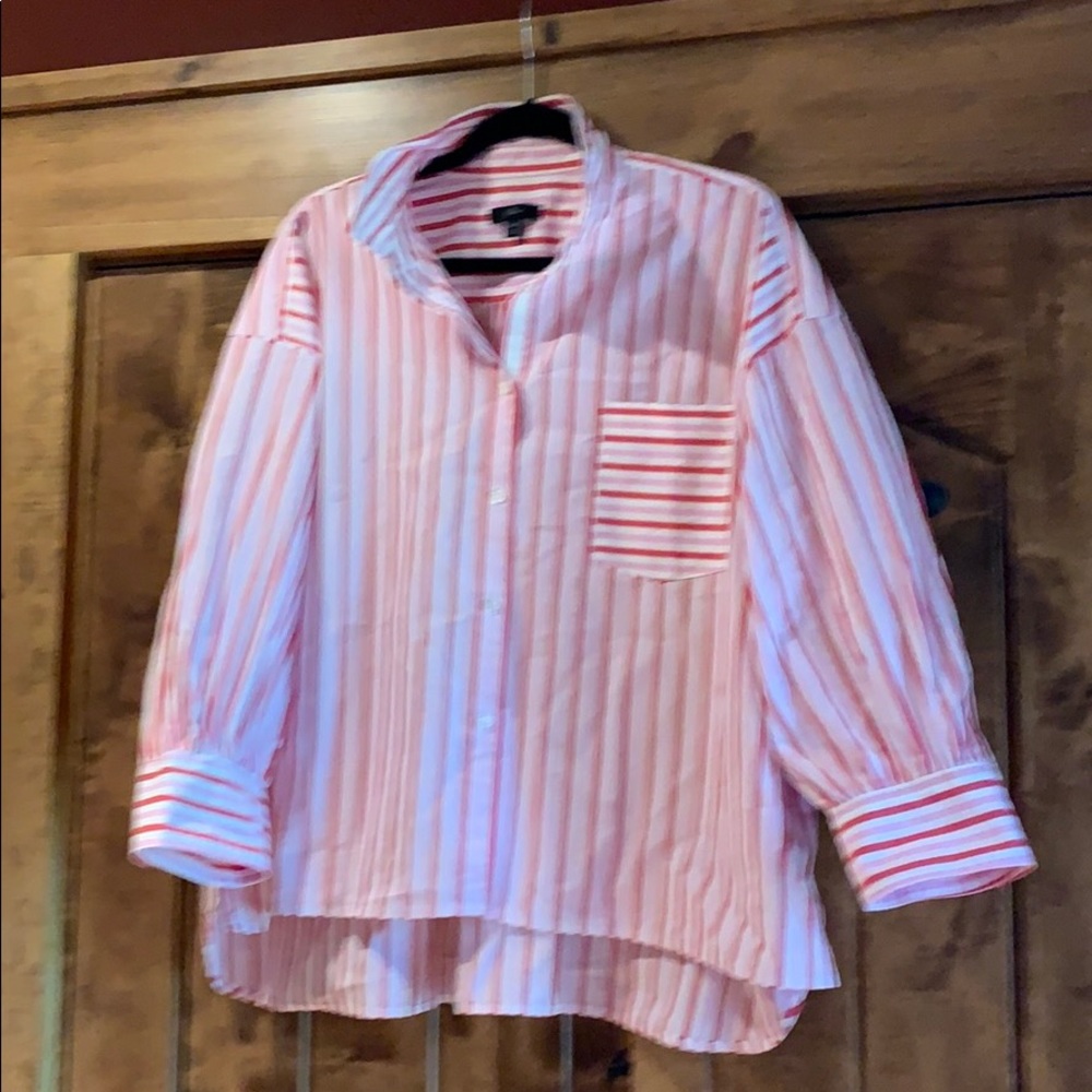 Hi low j crew puff sleeve shirt